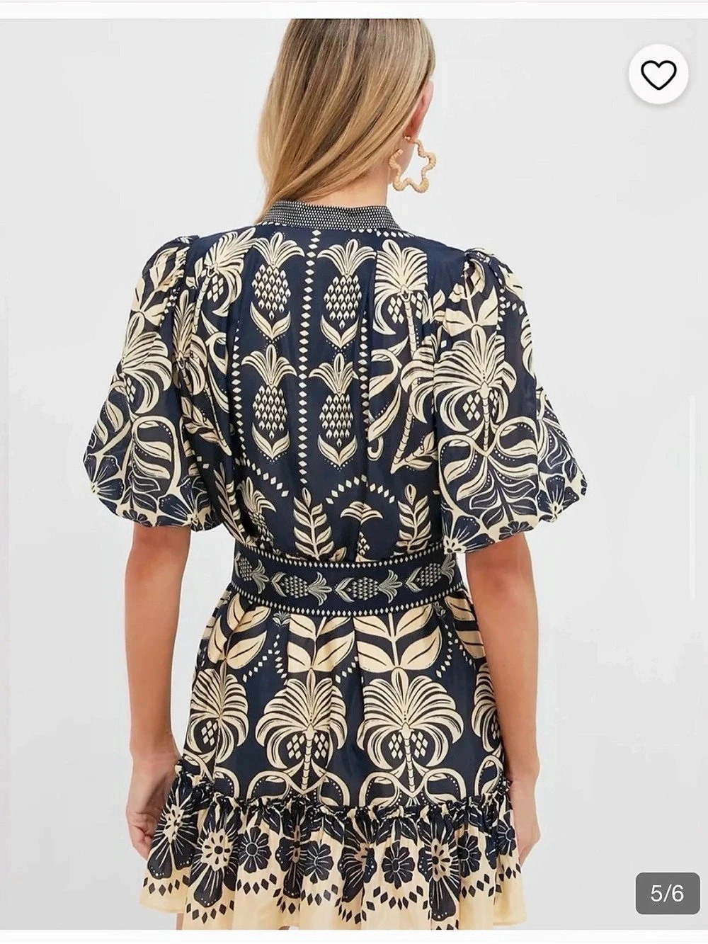 Farm Rio Floral Mini Dress in Blue & Cream Like New - Picture 4 of 9